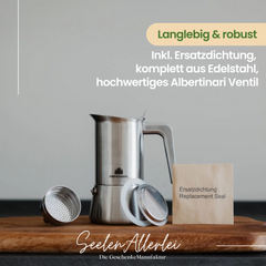 Komplettzubehör zum Espressokocher von Groenenberg mit Ersatzdichtung