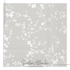Detailaufnahme Servietten grau mit Blumen
