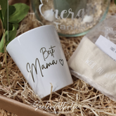 Geschenkset für eine Mama bestehend aus einer Tasse mit der aufschrift beste Mama, einem Augenrelaxkissen mit leinsamengefüllt in einer Geschenkschachtel