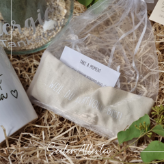 Nahaufnahme des Augenrelaxkissen mit leinsamenfüllung