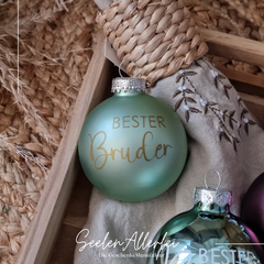 türkisfarbene Baumkugel für den Besten Bruder mit Aufschrift