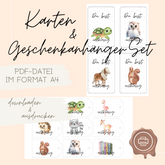 Karten & Geschenkanhänger Set DIY Schulkind