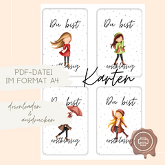 Karten & Geschenkanhänger Set DIY Schulkind