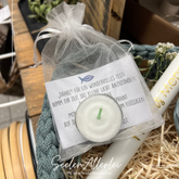 TEELICHT mit Spruch im flüssigen Wachs