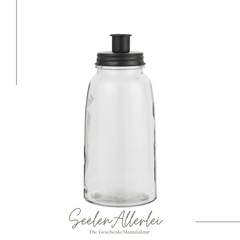 Kerzenglas mit schwarzem Metalldeckel