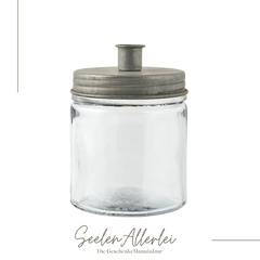 mittleres Kerzenglas mit zinkfarbenen Metalldeckel