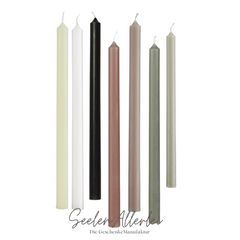 Dünne Stabkerzen Einzelansicht verschiedene Farben weiß schwarz rosa beige grün