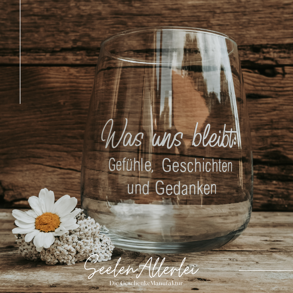 Personalisiertes Trauer Windlicht SOULBOWL was uns bleibt Gefuehle Geschichten Gedanken Seelenlicht