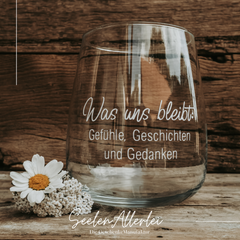 Personalisiertes Trauer Windlicht SOULBOWL was uns bleibt Gefuehle Geschichten Gedanken Seelenlicht