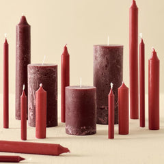 STABKERZE 18cm rustikal verschiedene Farben