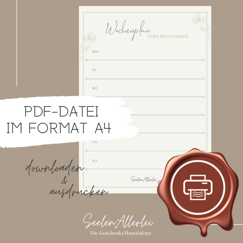 PDF Bild vom Essenplan Wochenplan zum selbstausdrucken