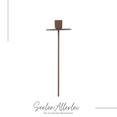 Detailansicht produktfoto vom Kerzenspieß für dünne Stabkerze in Rostoptik