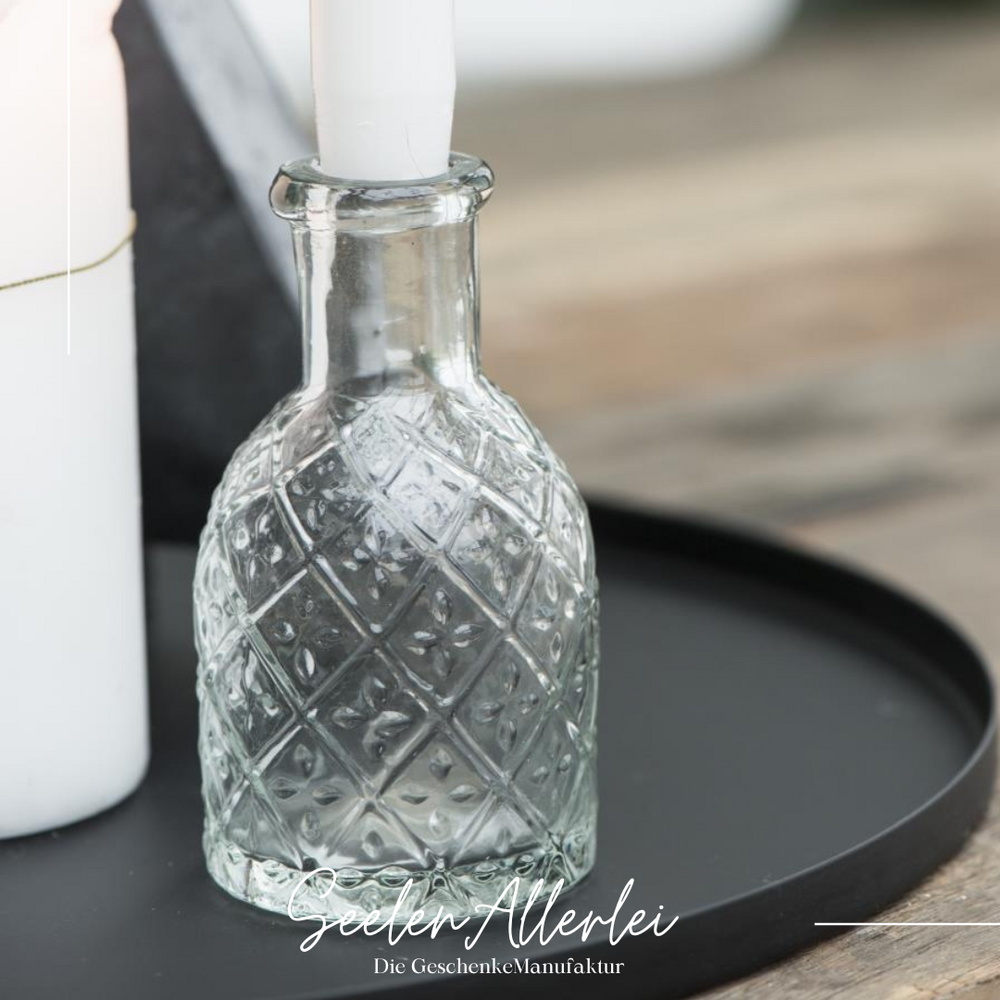 Detailaufnahme Apothekerglas Harlekin gemustert