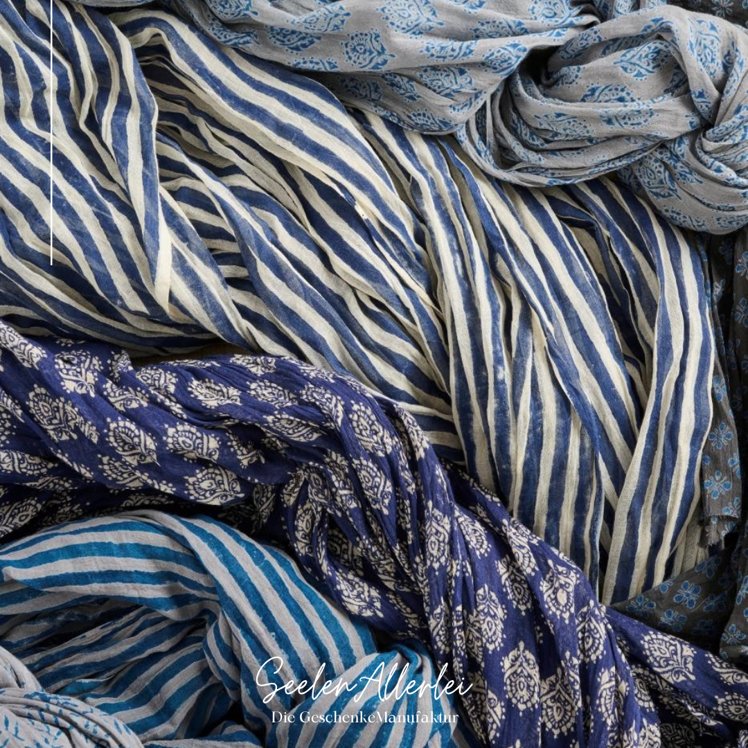Halstuch/Schal 100% Baumwolle blau