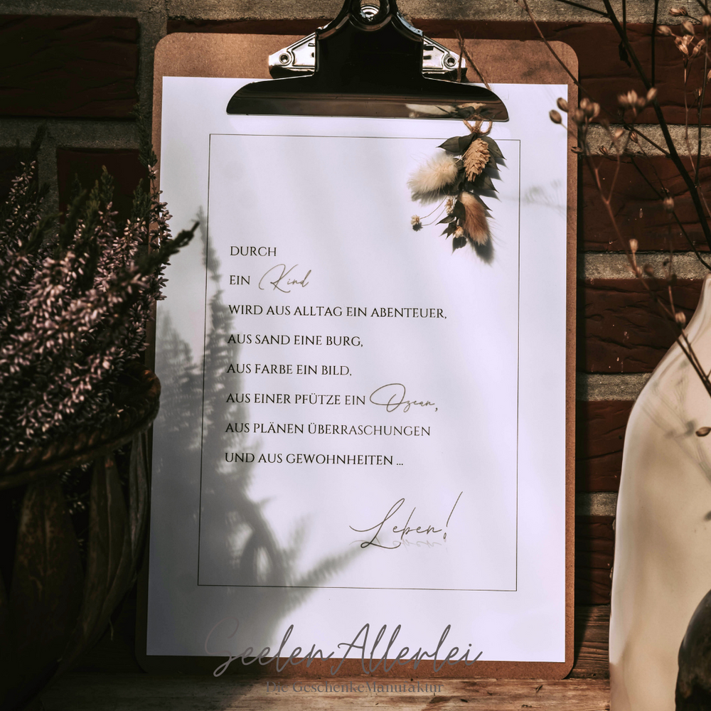 Text für Familien als Poster bereichern dein leben