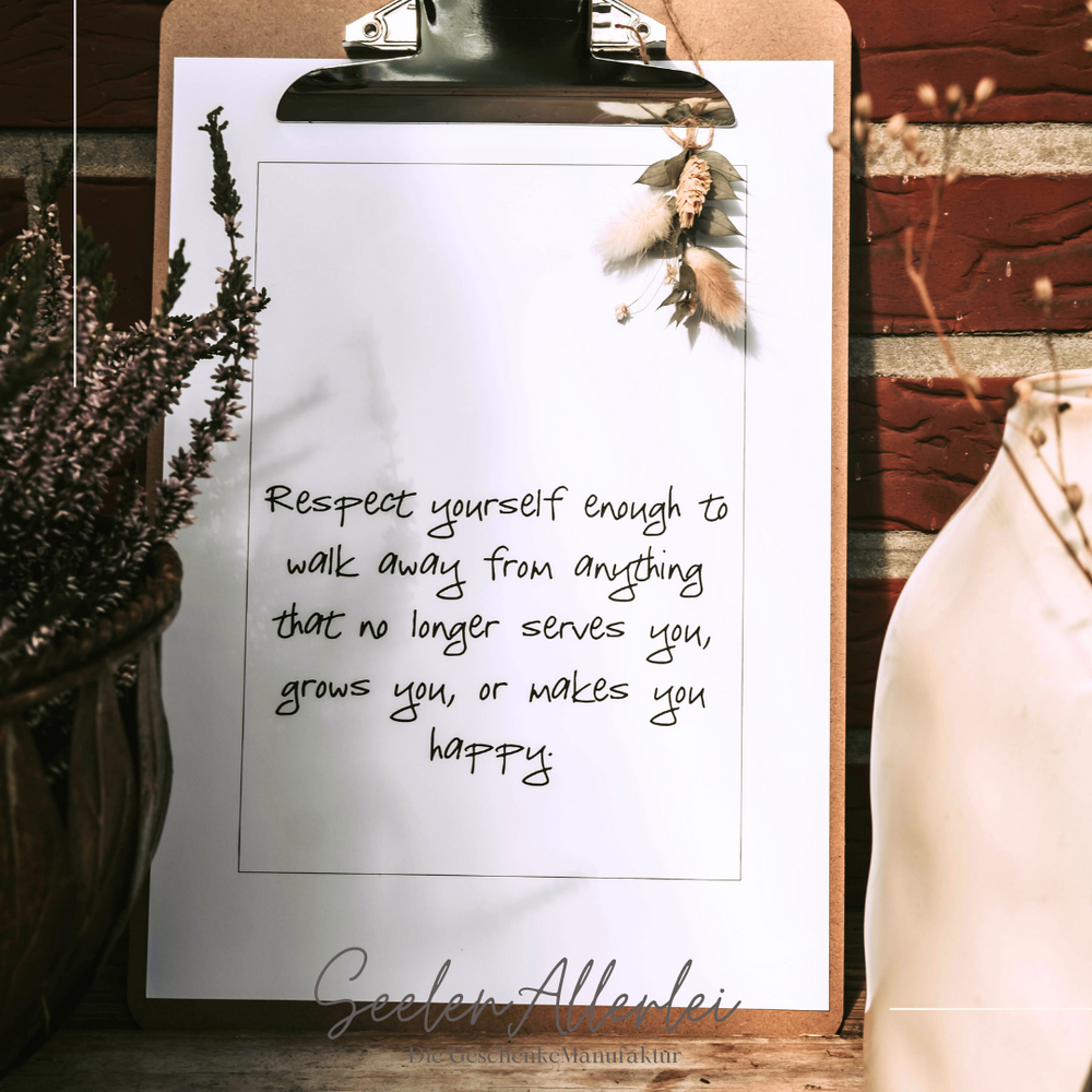 Rexpect text Spruch im Klemmbrett zum Aufhängen als Poster