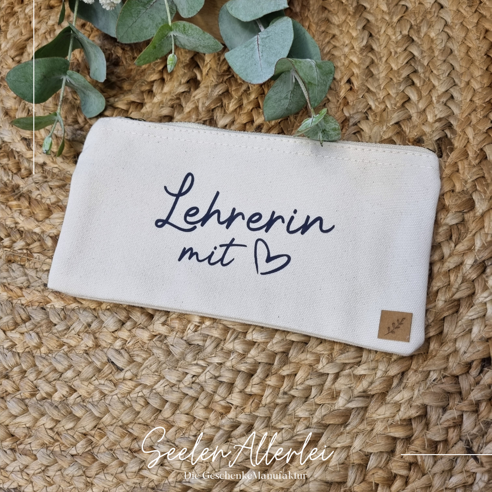 Stiftemappe mit der Aufschrift Lehrerin mit Herz
