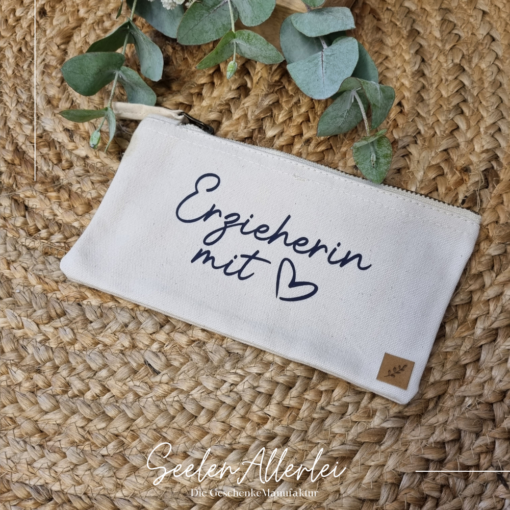 Stiftemappe mit der Aufschrift Erzieherin mit Herz