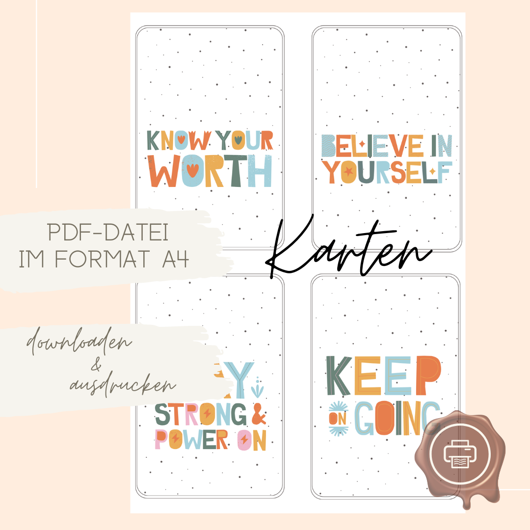 Karten & Geschenkanhänger Set DIY Affirmationen