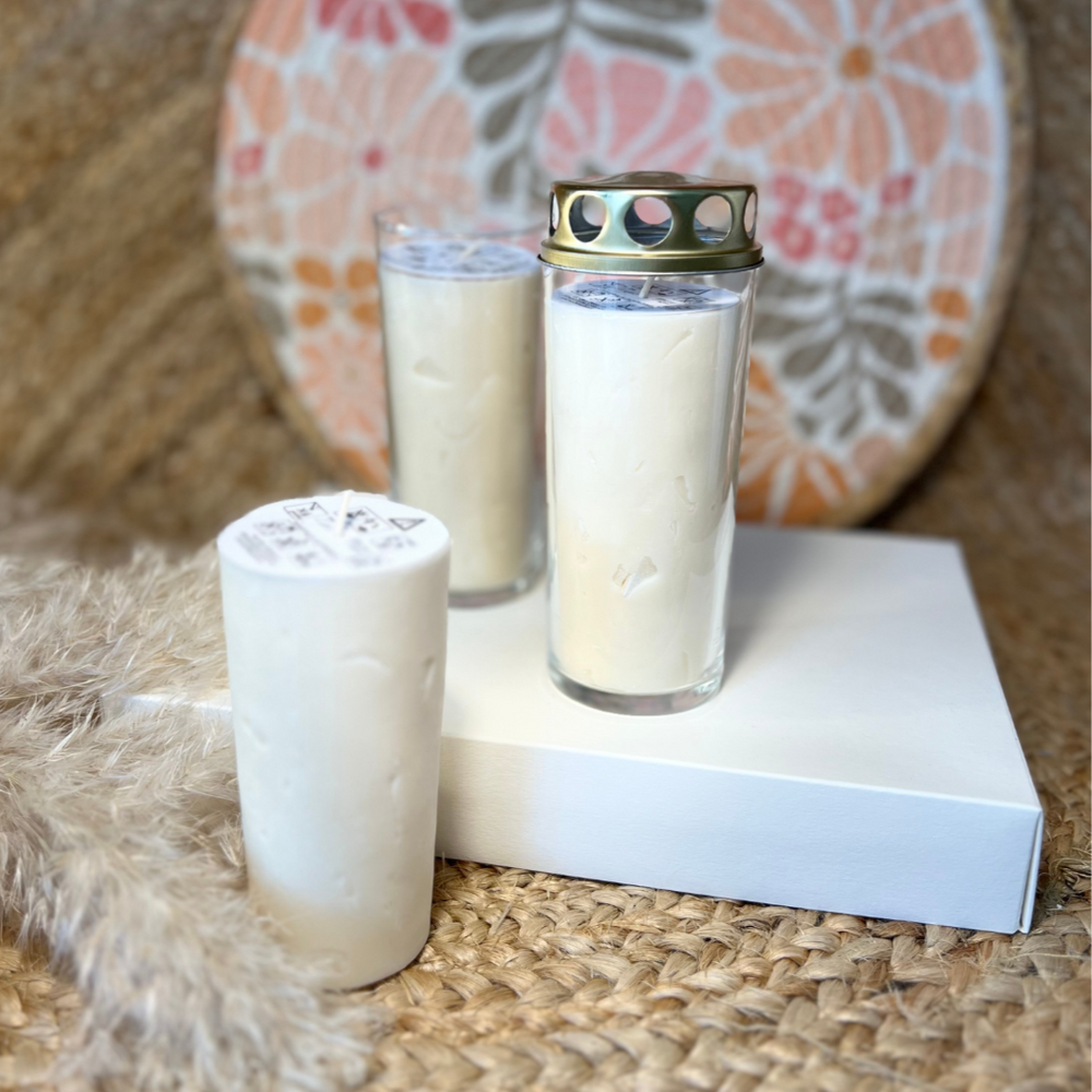 cera lights - eine nachhaltige Alternative für Grablichter. Aus Glas mit  Nachfüller aus Rapswachs - hergestellt in einer Werkstatt für Menschen mit Behinderung.