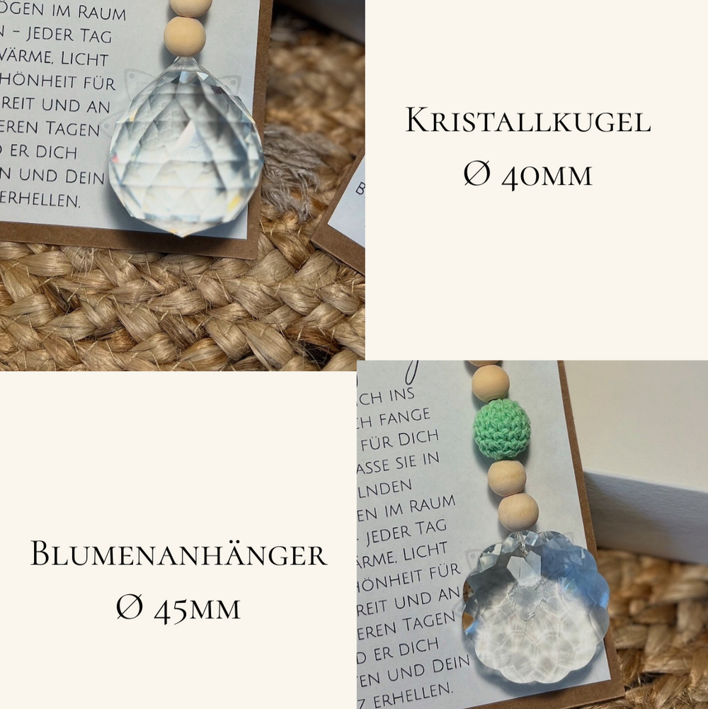 Auswahl an Anhängern von Kristallkugel oder Kristallblume