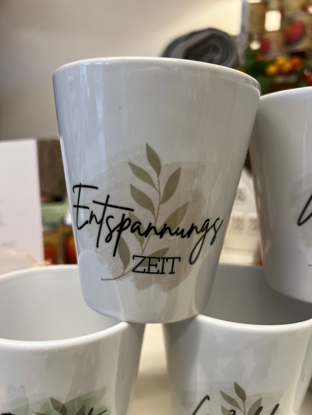 Porzellantasse mit dem Spruch Entspannungszeit
