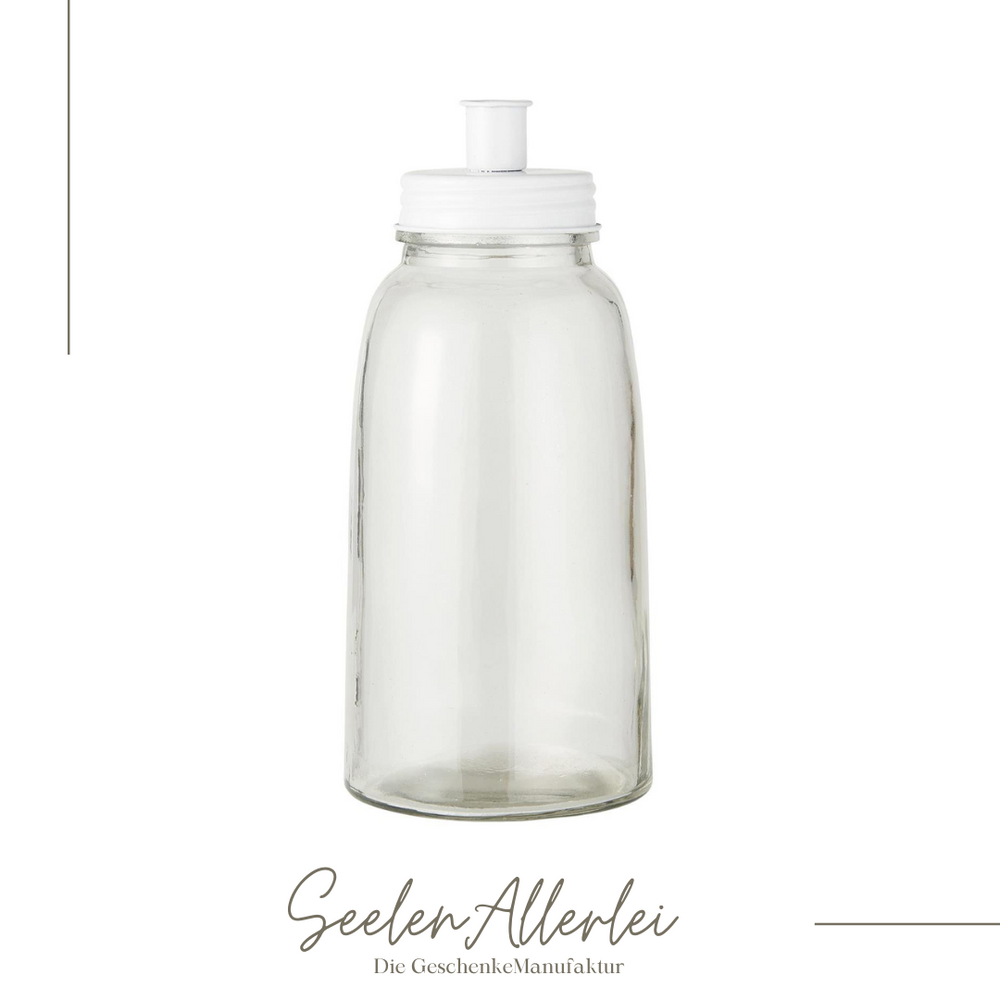 Kerzenglas mit weißem  Metalldeckel