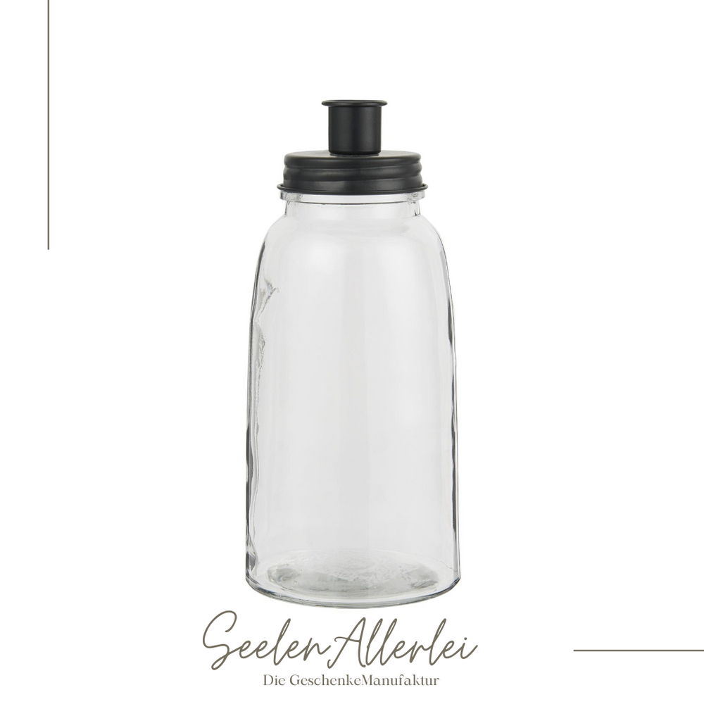 Kerzenglas mit schwarzem Metalldeckel