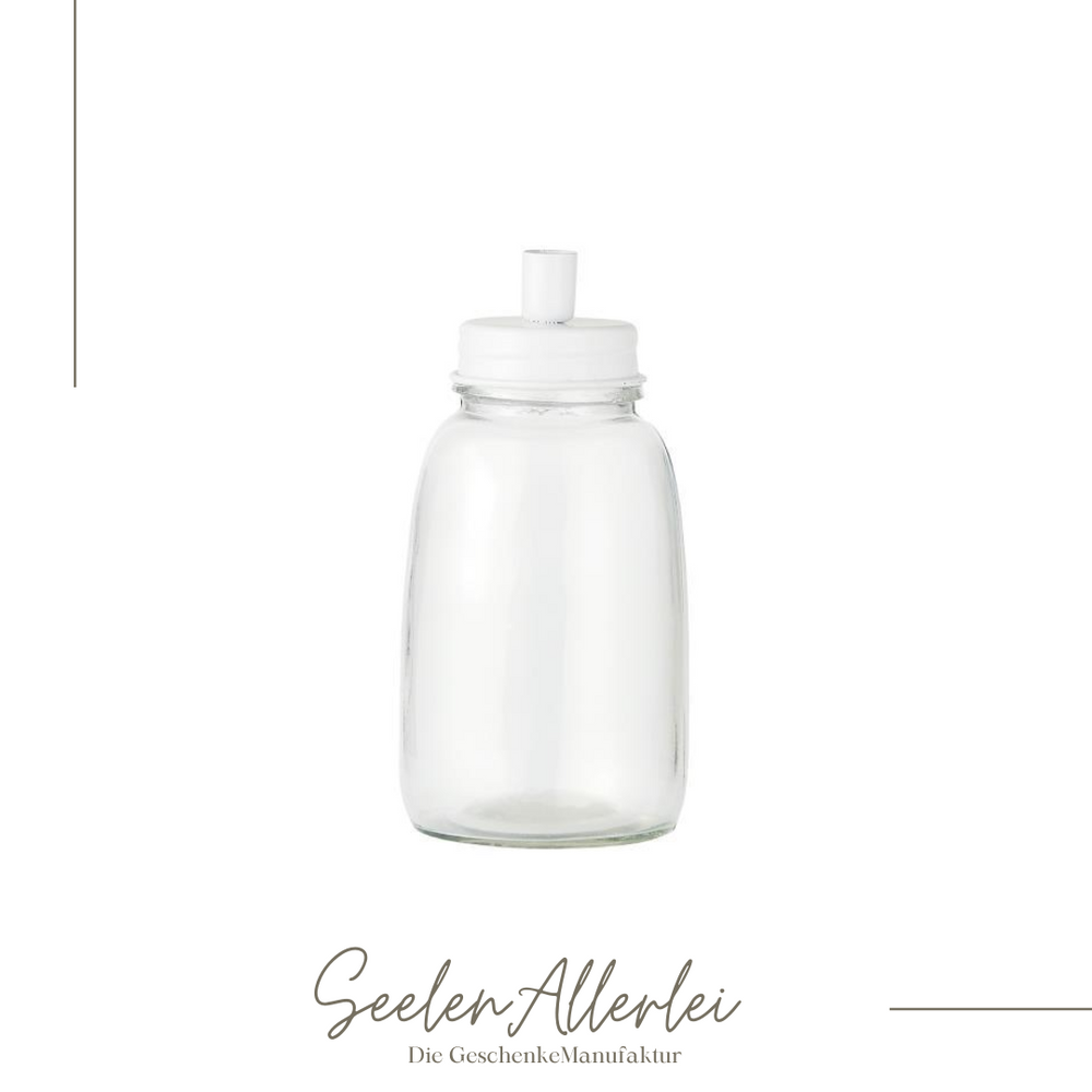 kleines Kerzenglas mit weißem Metalldeckel