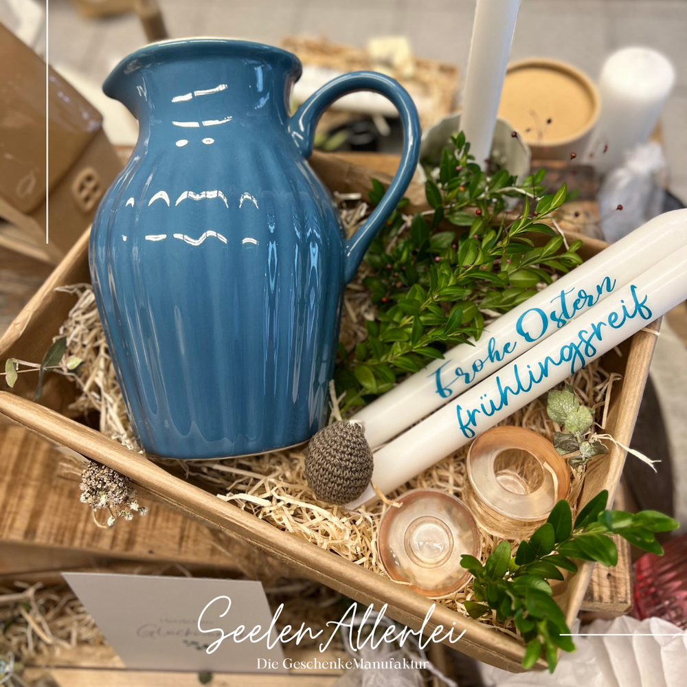 Keramik Kanne Mynte blau Ostergeschenk Geschenkkorb Frühling IB Laursen