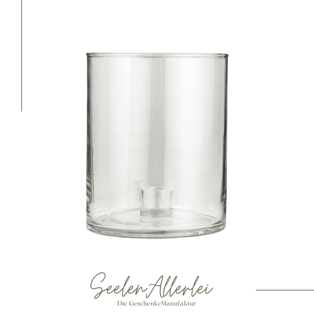Klares Kerzenglas von IB Laursen ohne Dekoration, Windlicht für Stabkerzen 15cm hoch