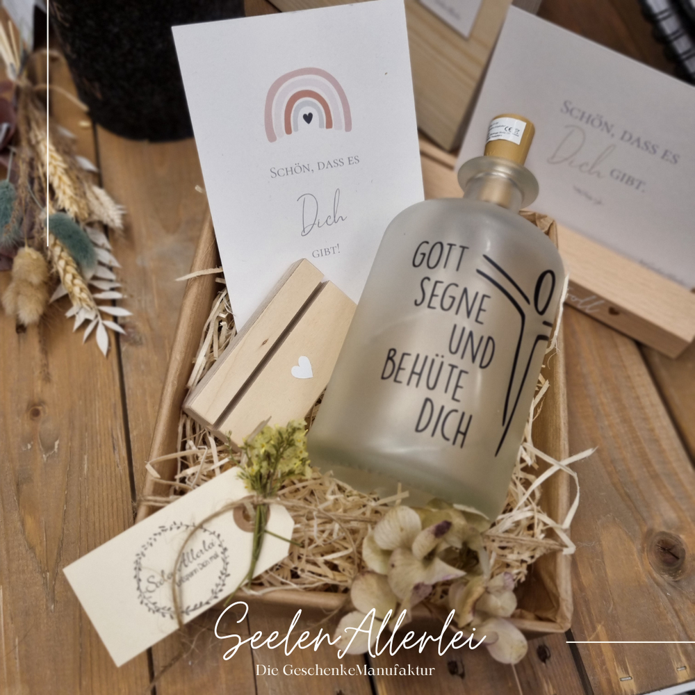 Christliche personalisierte Leuchtflasche Gott segne und behuete Dich LED Apothekerflasche