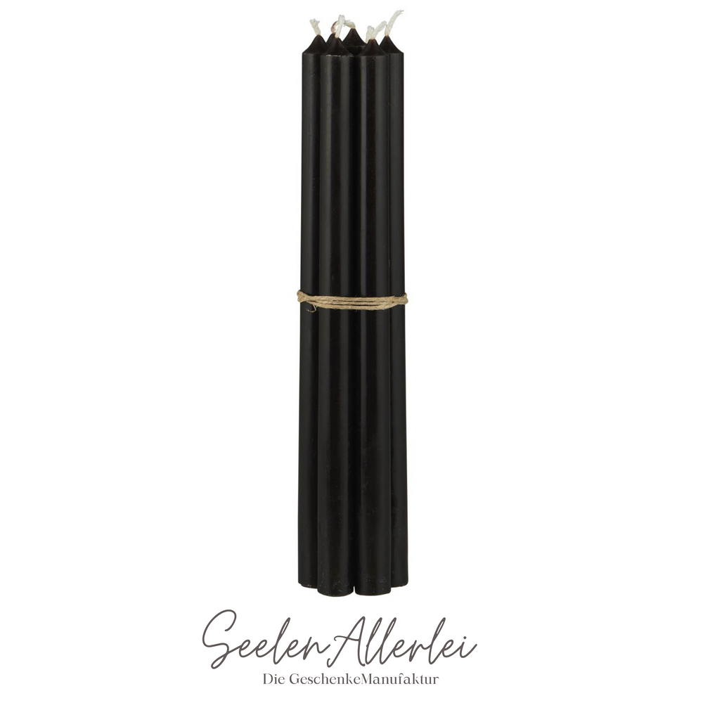 Schwarze dünne Stabkerzen mit Seil gebündelt dramatische elegante Dekoration
