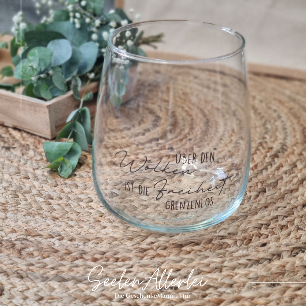 Trauer Windlicht ueber den Wolken ist die Freiheit grenzenlos SOULBOWL personalisiert Seelenlicht