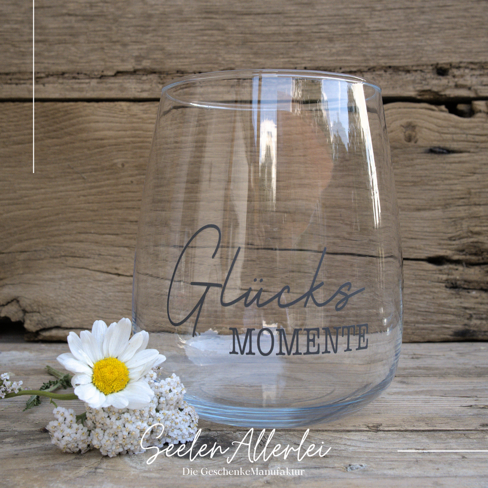 Personalisiertes SOULBOWL Windlicht mit "Glücks MOMENTE" zur Erinnerung an besondere Augenblicke