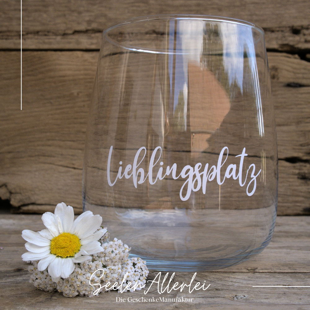 SOULBOWL Windlicht mit der Aufschrift "Lieblingsplatz" als dekorative Geschenkidee für Zuhause